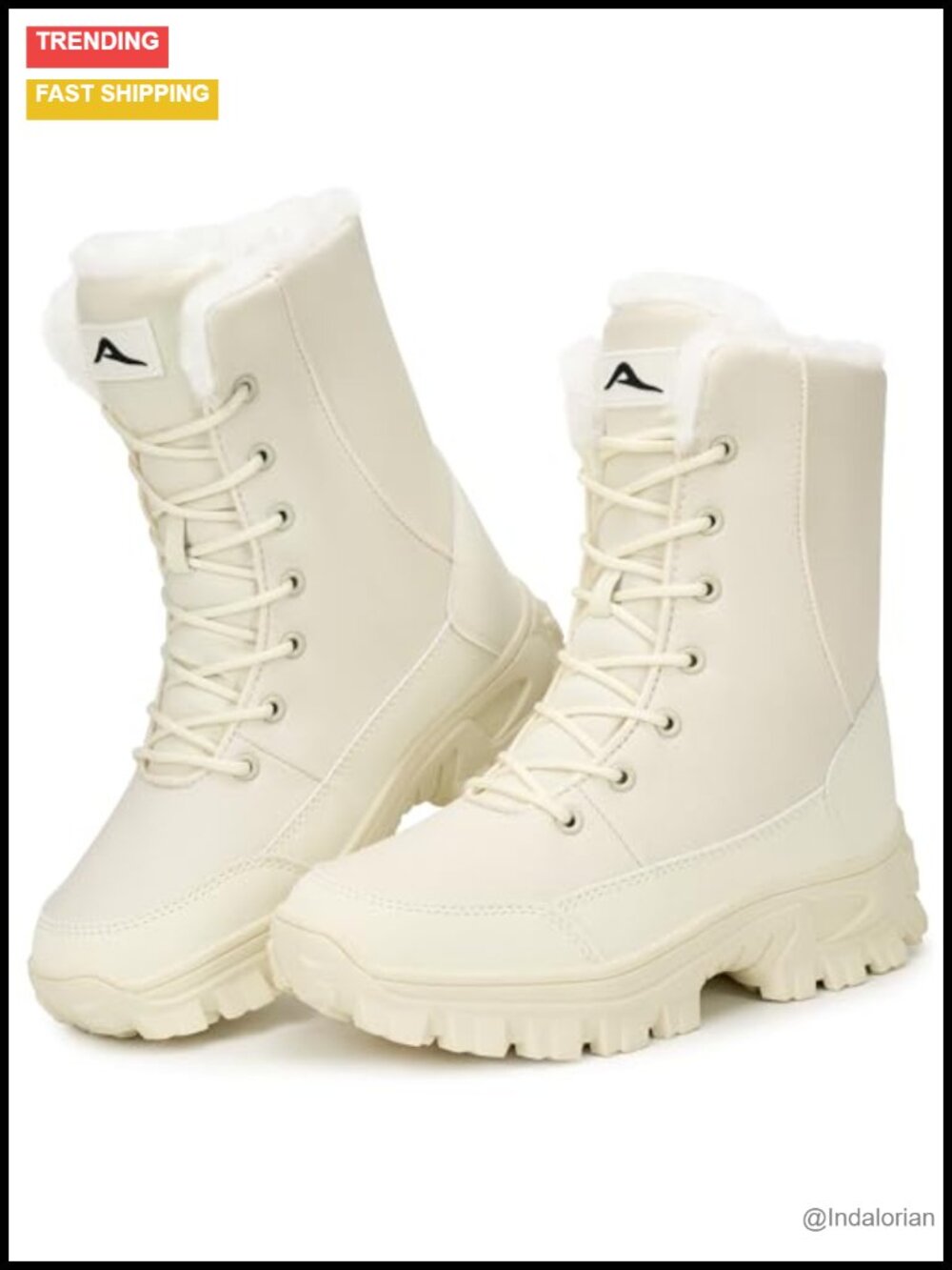 Women's Waterproof Winter Snow Boots Faux Fur Lined Mid-Calf Lace-Up